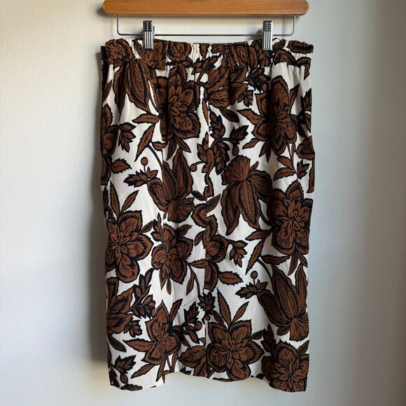 Jones New York Vintage Floral Skirt Brown & Cream Rayon Blend Size 10 - Picture 5 of 6